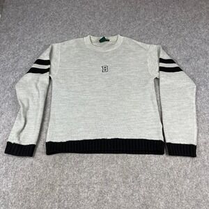 Burton Snowboards Pullover Sweater Grey Black Varsity B Logo Knit Mens Large
